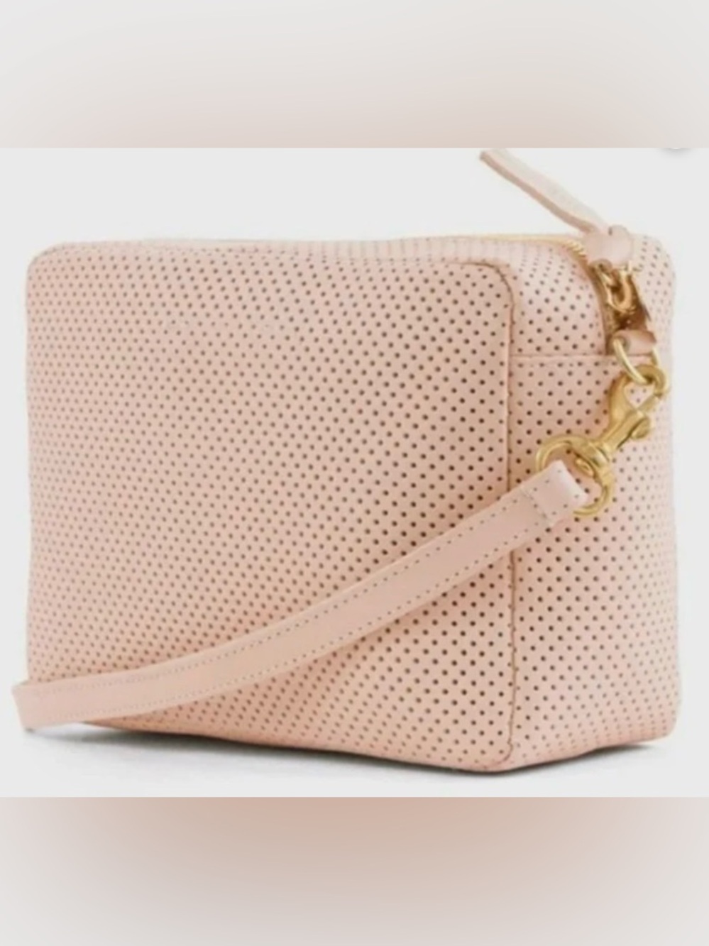 Clare V. Midi Sac Ballet Pink Perforated Leather Crossbody